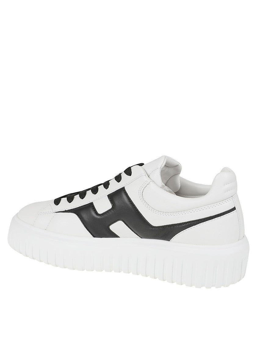 Hogan White And Black Leather Sneakers
