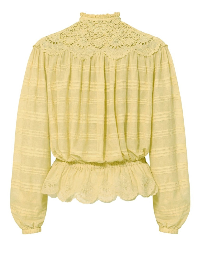 Isabel Marant Étoile Polly Striped Lace Yoke Blouse