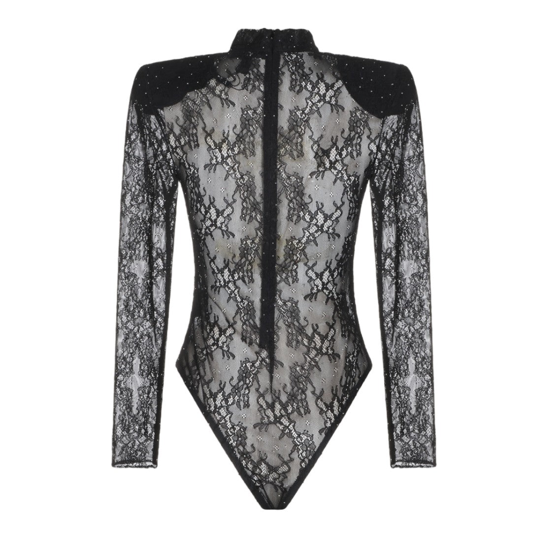 Nissa High-Neck Floral Lace Thong Bodysuit