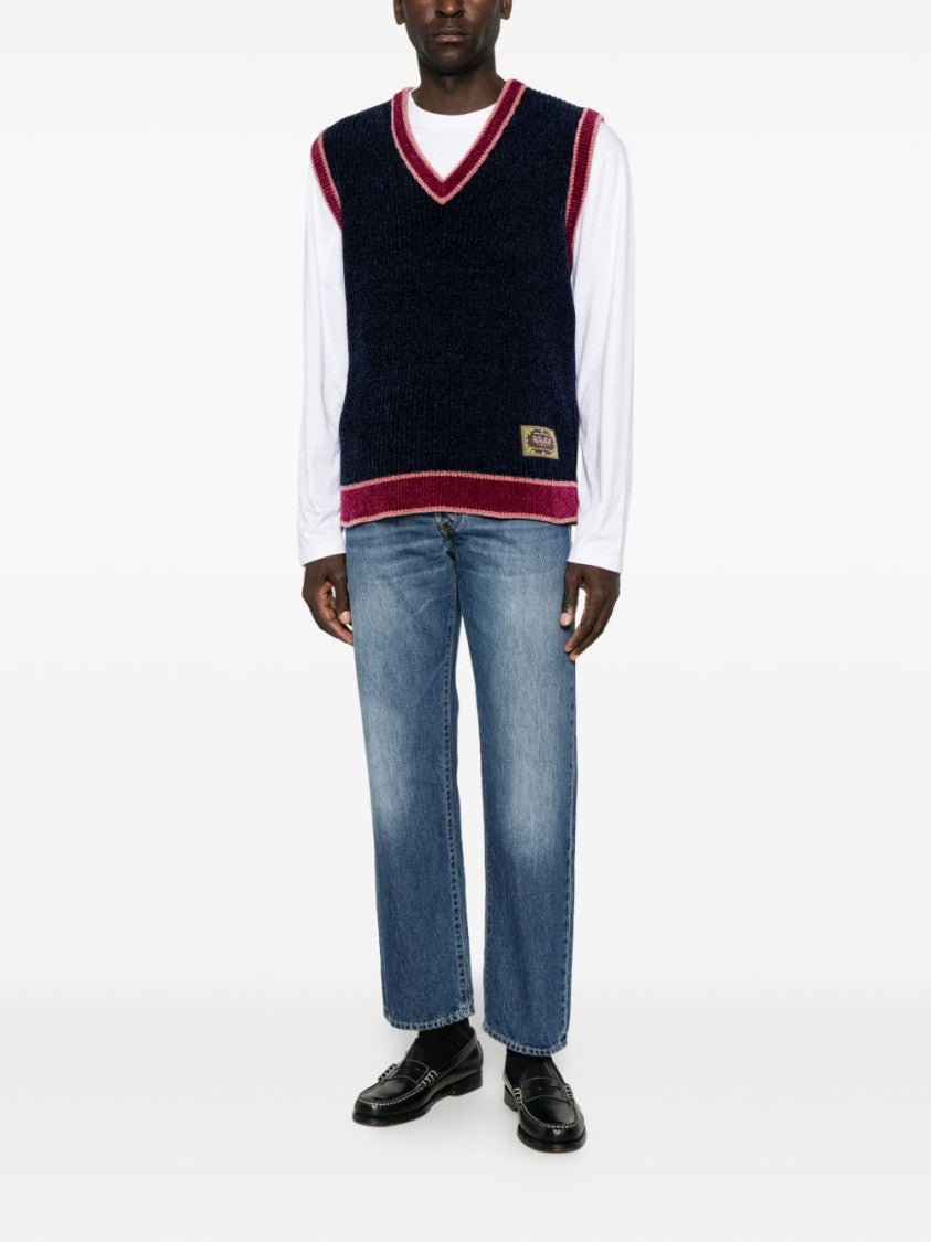 Cycle Medium Blue Raw Hem Straight-Leg Jeans