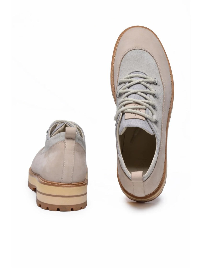 Eleventy Sand/Light Gray Hiking-Inspired Suede Booties