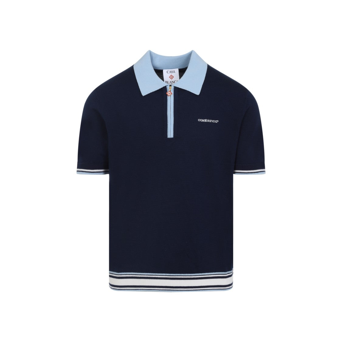 Casablanca Tennis Blue Merino Polo