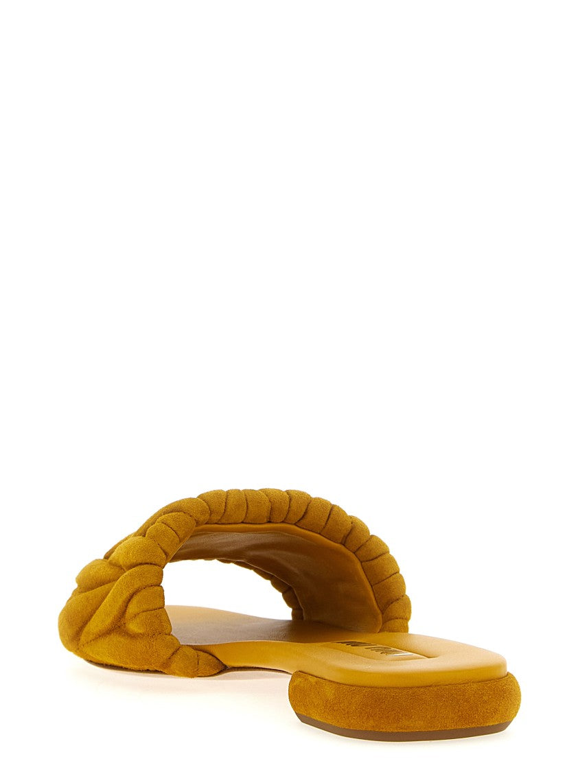 Miu Miu Matelassé Suede Slides