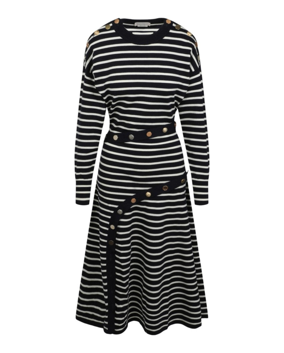 Alexander Mcqueen Mixed Buttons Striped Dress