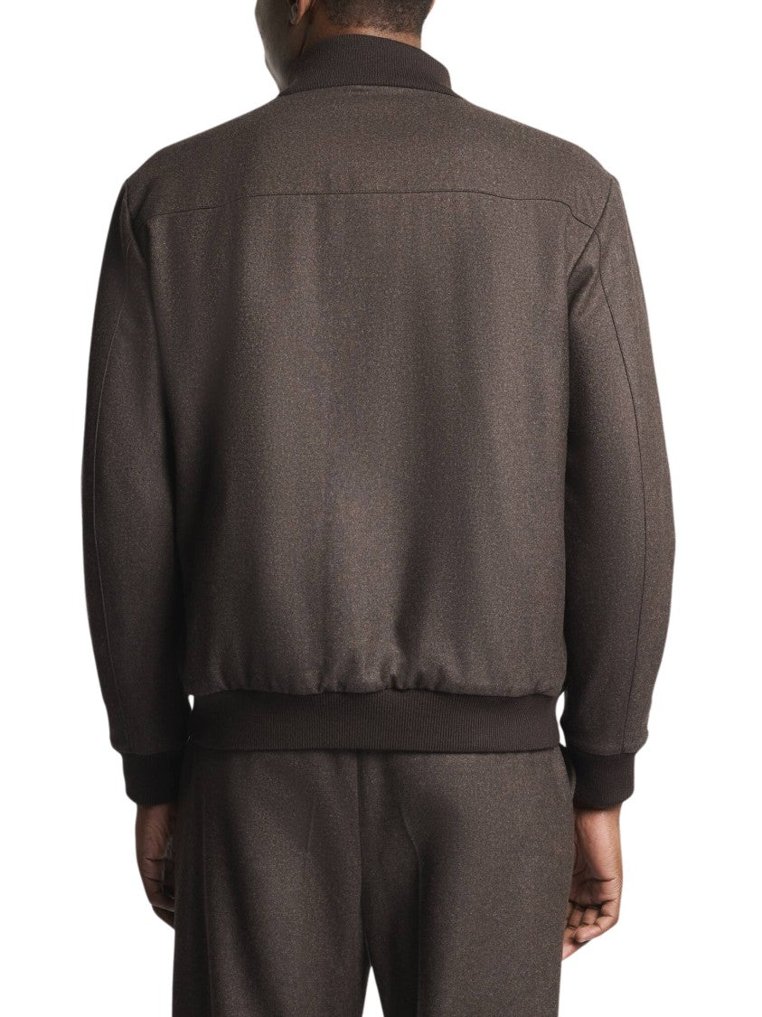 Fay Water-Repellent Wool Carded Flannel Bomber Jacket