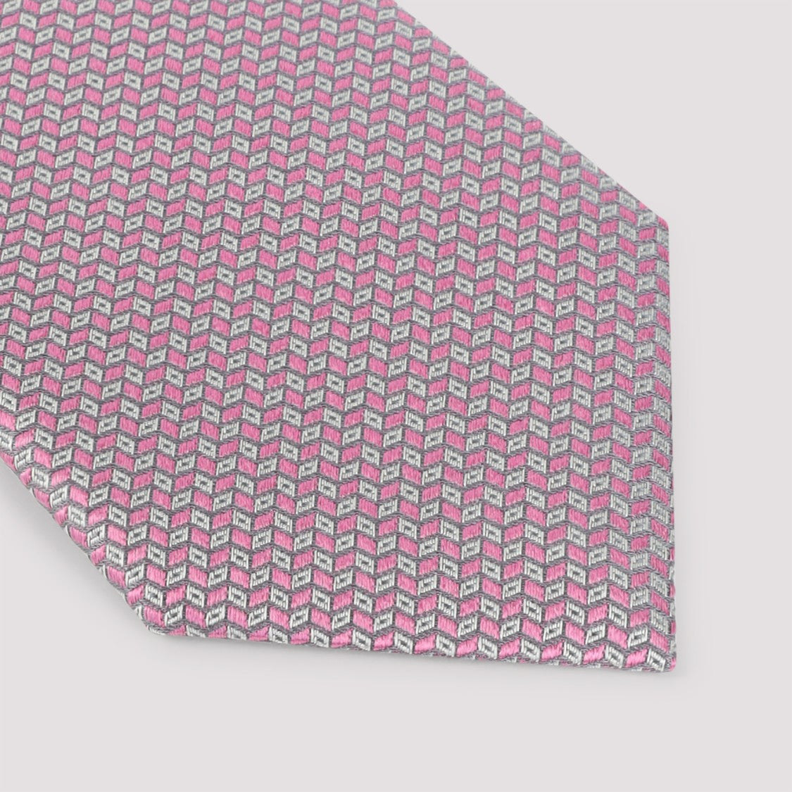 Giorgio Armani Geometric Pattern Silk Tie In Pink And Purple Shades
