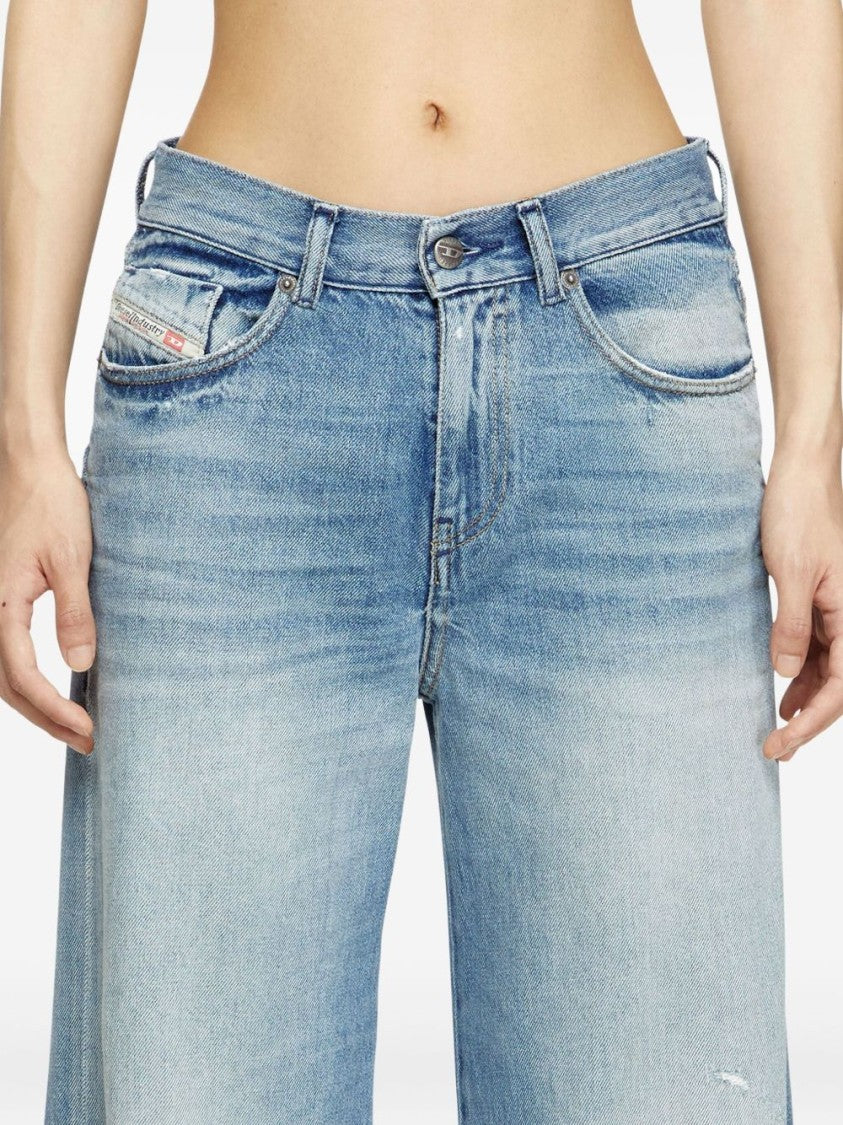 Diesel Wide-Leg Jeans With Faded Wash And Classic Five-Pocket Design