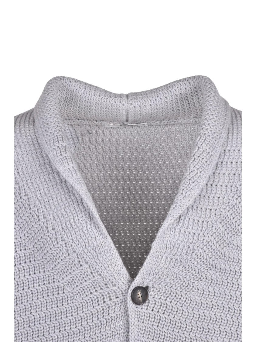Kangra Light Grey Wool-Cashmere Button Cardigan
