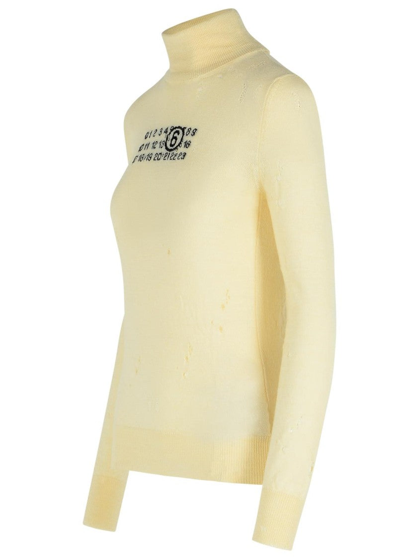 Mm6 By Maison Margiela Cream Virgin Wool Turtleneck Sweater
