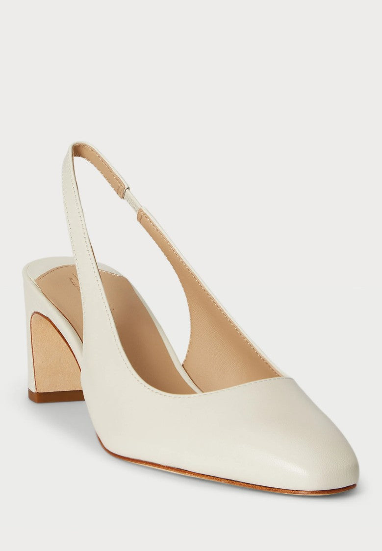 Lauren Ralph Lauren White Closed Toe Slingback Pumps
