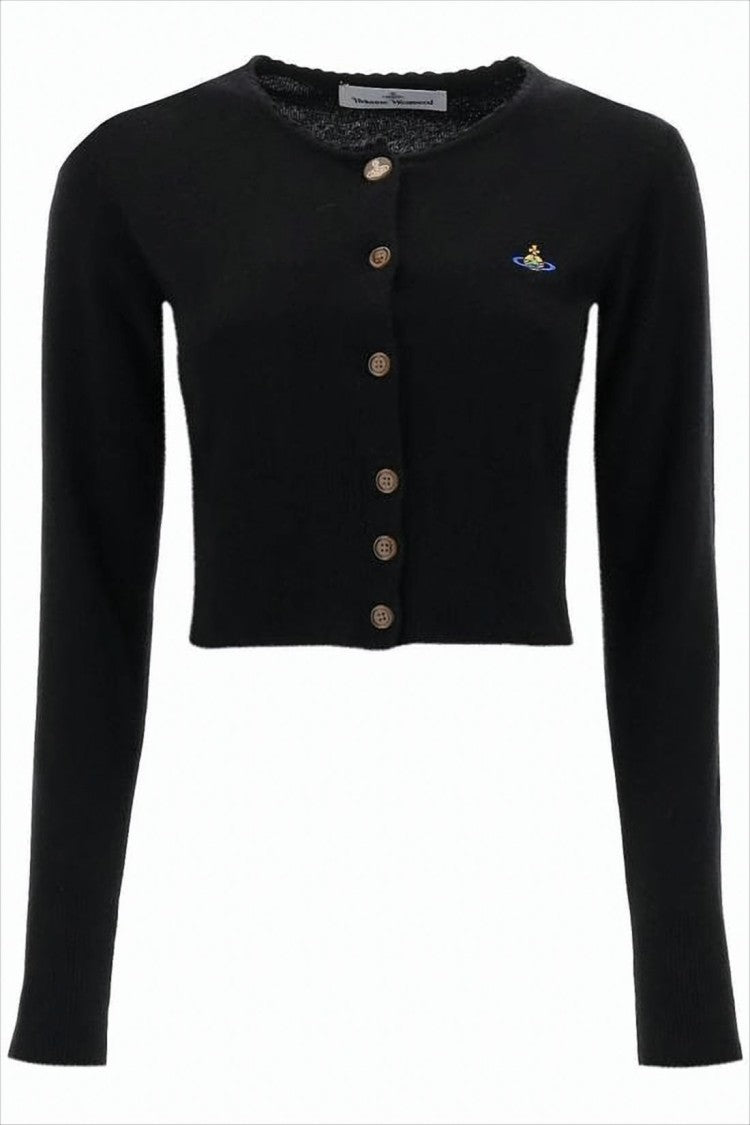 Vivienne Westwood Cropped Cardigan With Button-Down Front And Embroidered Detail