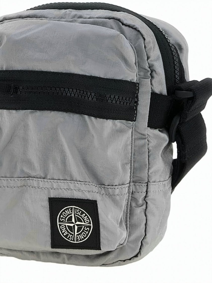 Stone Island Compact Grey Nylon Crossbody Bag