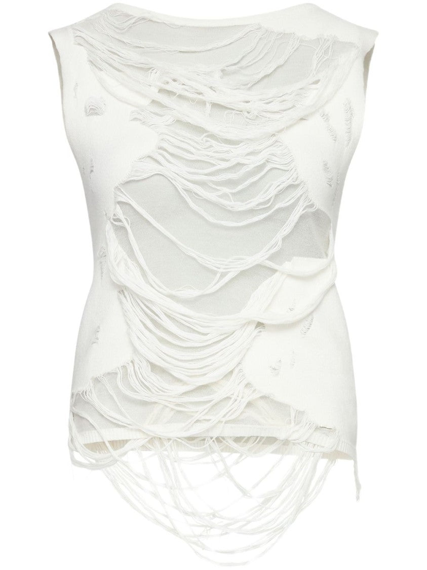 Mm6 By Maison Margiela Layered Distressed Fabric Sleeveless Top