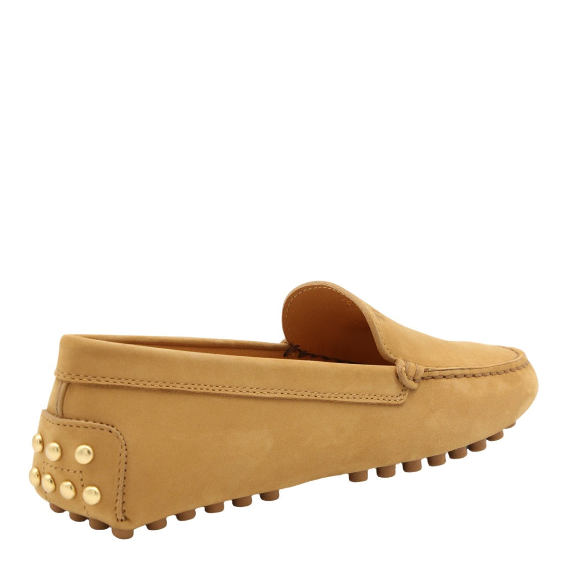 Tod's Camel Leather Flat Shoes With Moccasin Stitch