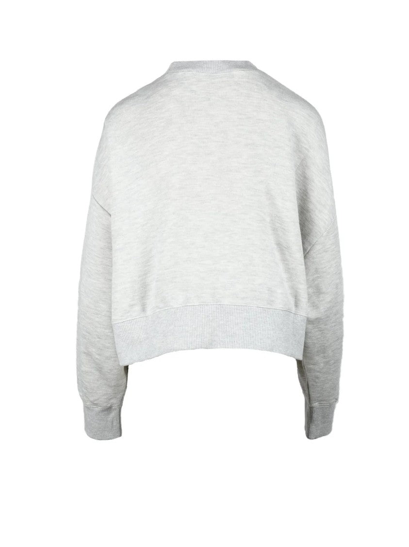 Palm Angels Cropped Grey Sweatshirt With Bold Red Emblem