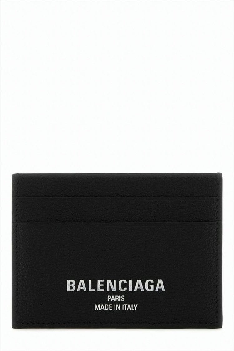 Balenciaga Textured Calf Leather Card Wallet With Subtle Logo