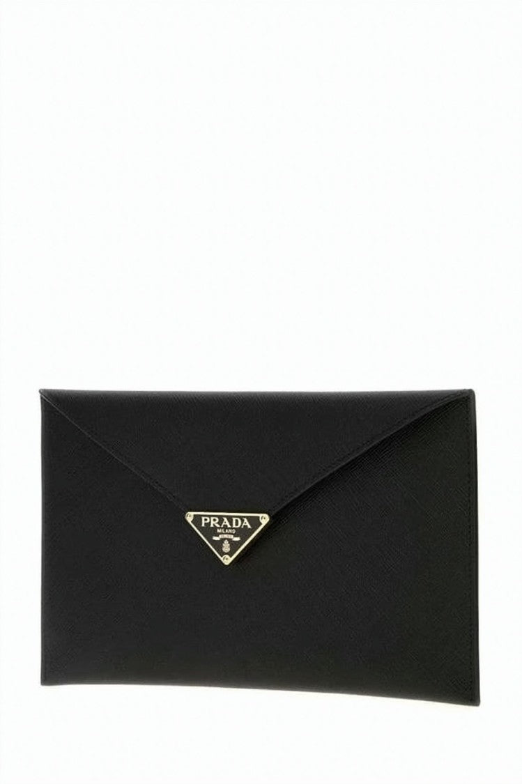 Prada Structured Calf Leather Clutch With Minimalist Design