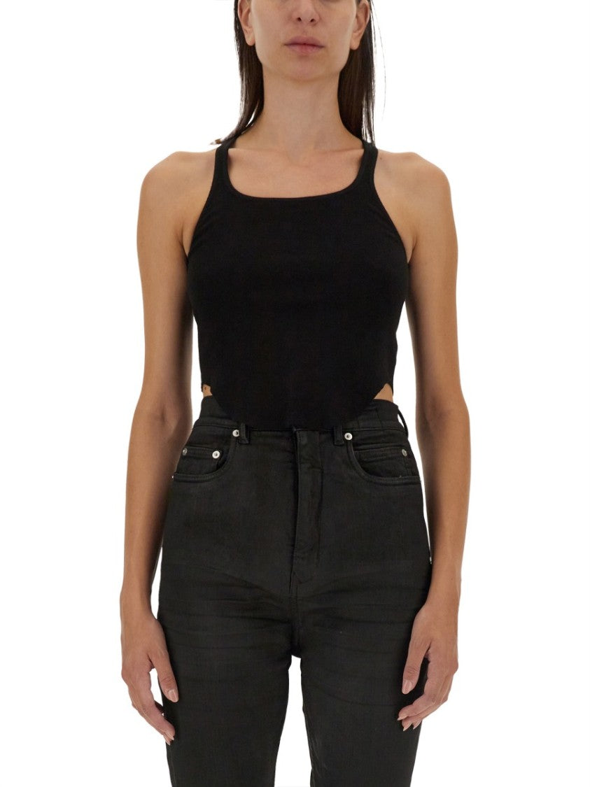 Drkshdw By Rick Owens Fitted Black Cotton Tank Top