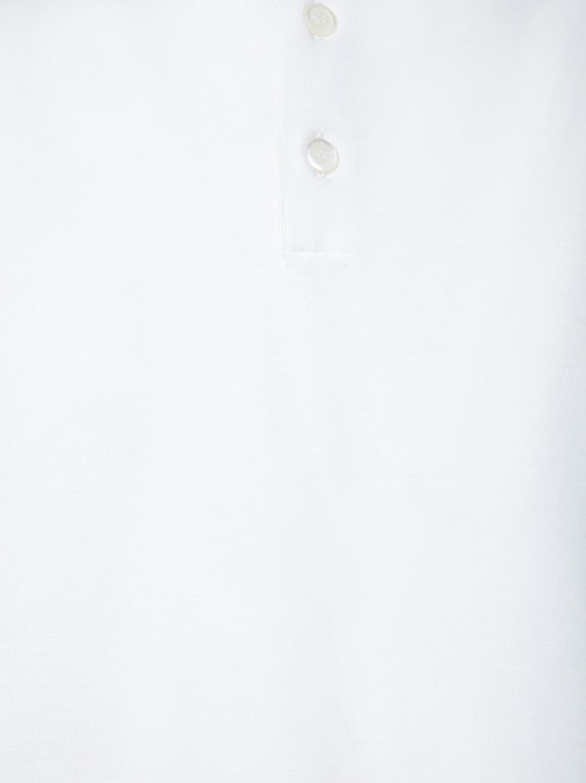 Zanone Long Sleeve White Polo With Classic Collar