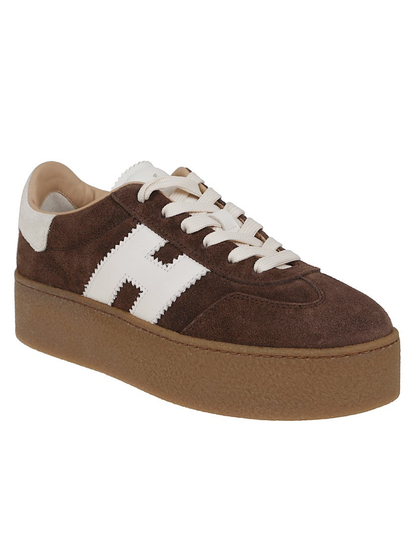 Hogan Chocolate Brown Suede Platform Sneakers