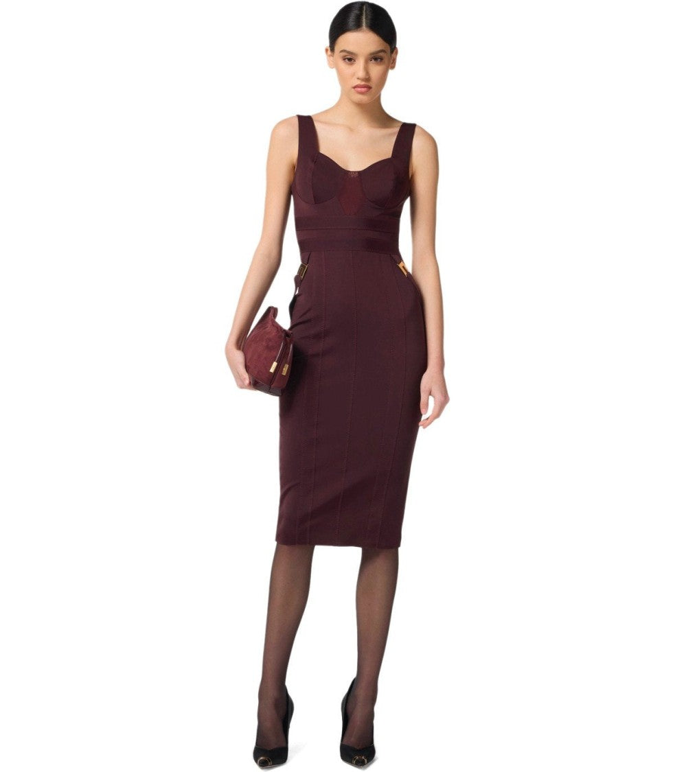 Elisabetta Franchi Merlot Bustier Sheath Dress