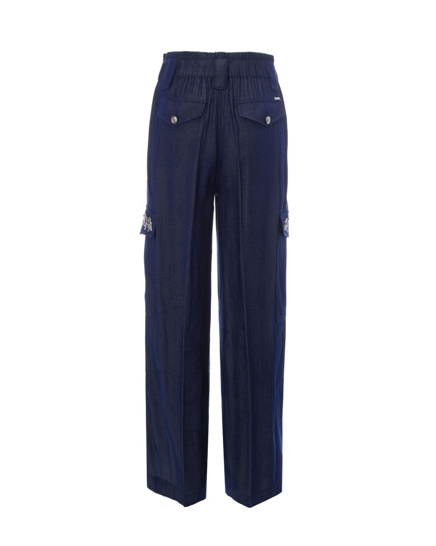 Liu Jo High-Waisted Cargo Pants With Strass Embellishments
