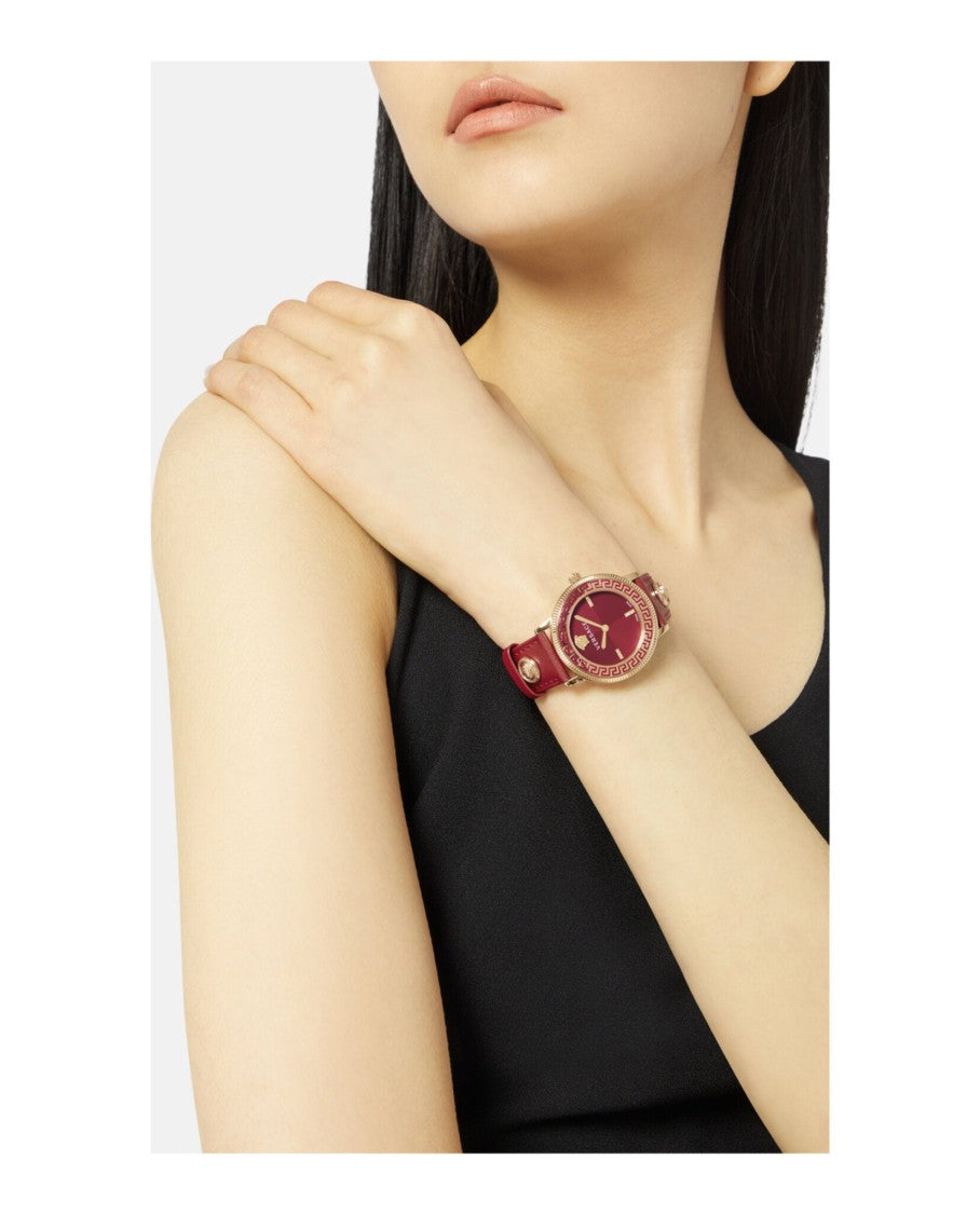 Versace V-Tribute Diamond Watch With Red Guilloche Dial
