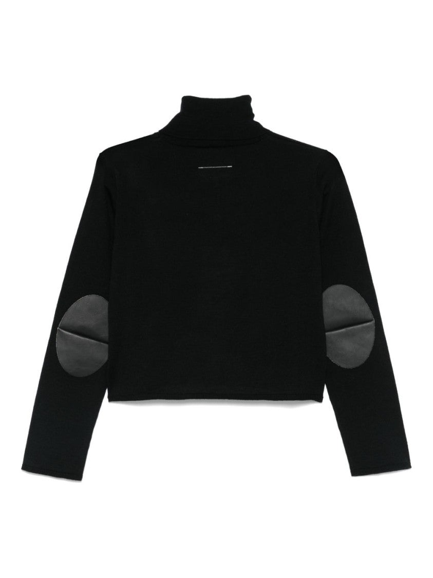 Mm6 By Maison Margiela Cropped Black Sweater With Turtleneck