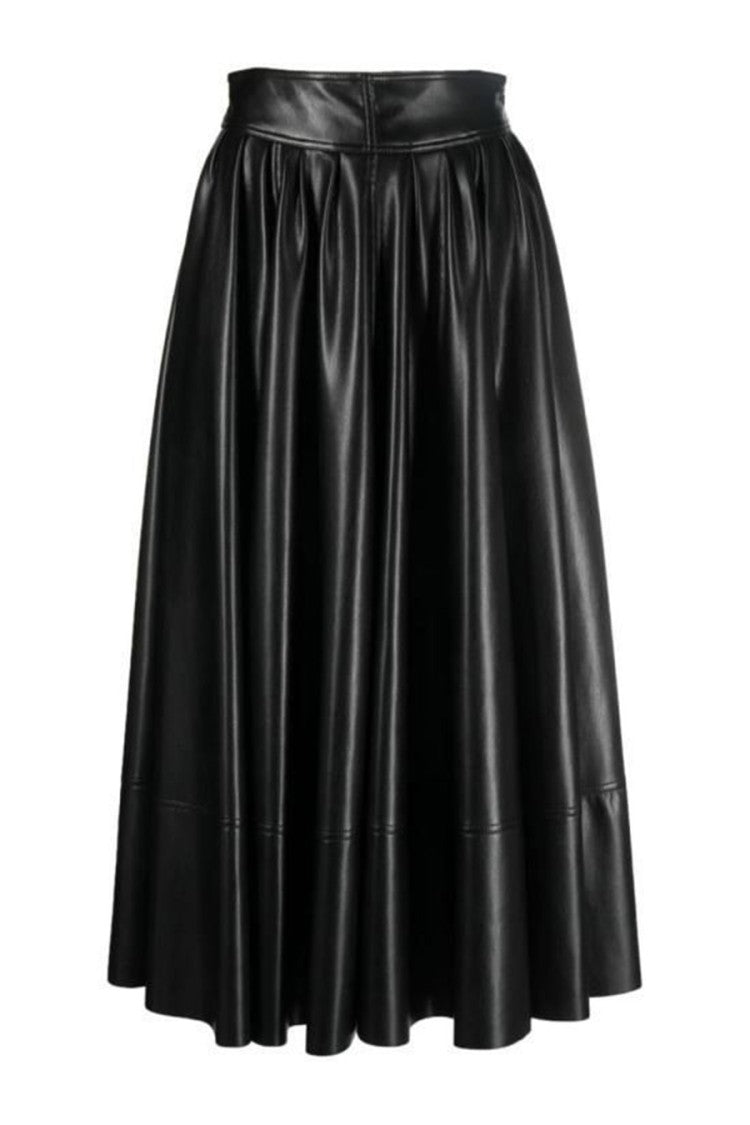 Philosophy Di Lorenzo Serafini Flared Black Midi Skirt Pleated Waistband