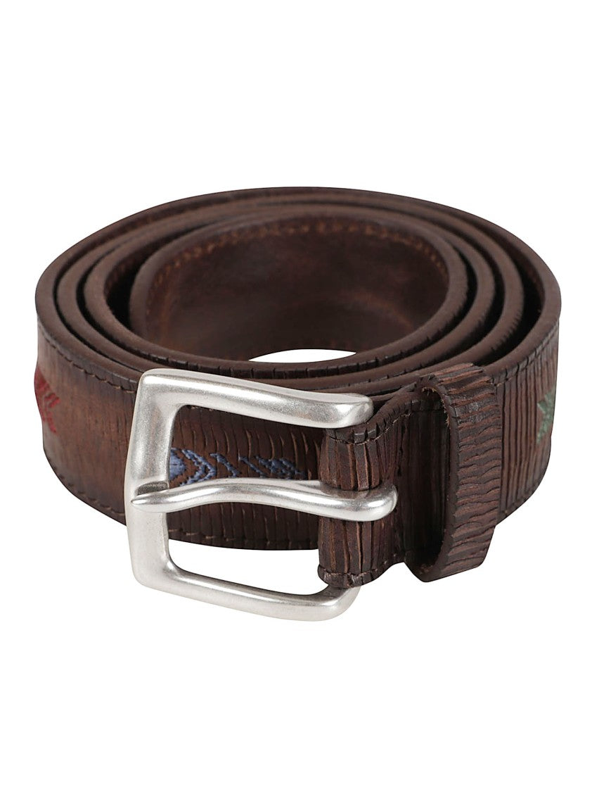 Orciani Blade Sioux Textured Brown Calf Leather Belt