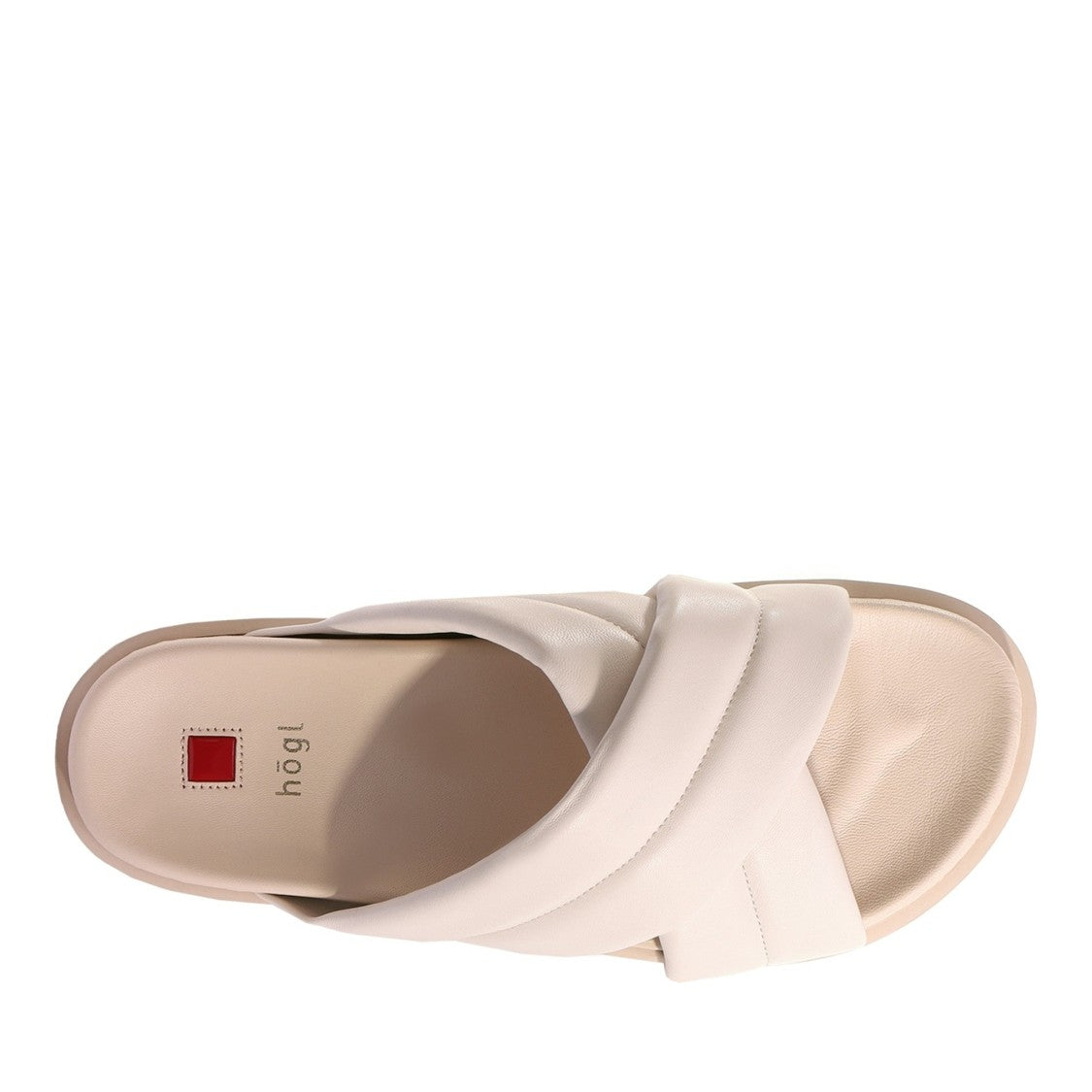 Högl Beige Tessa Padded Crisscross Leather Slippers