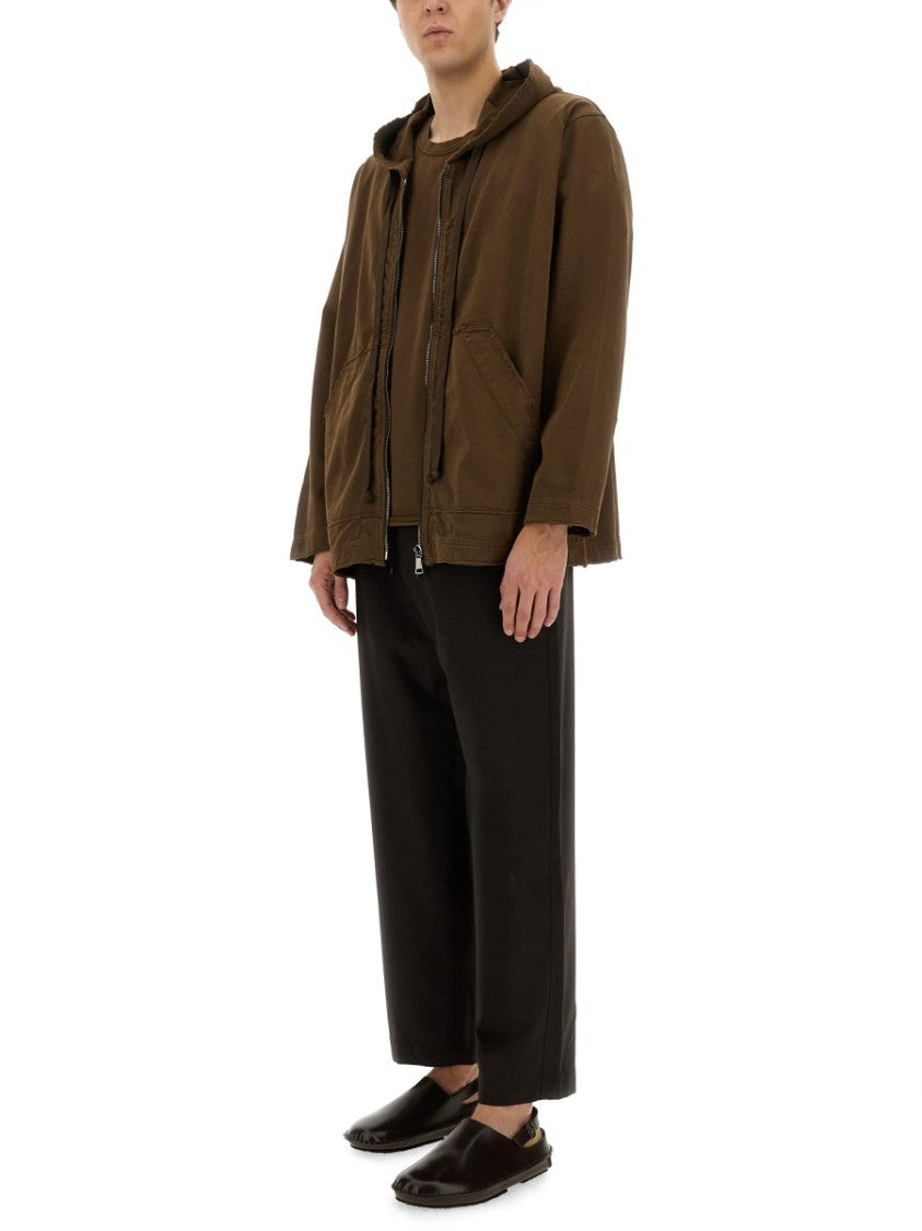 Uma Wang Brown Oversized Zipper Hoodie