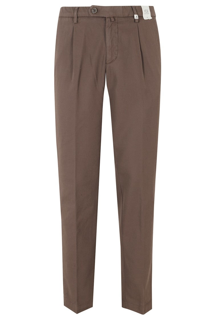 Myths Brown Zeus Darts Waist Loops Cotton Trousers