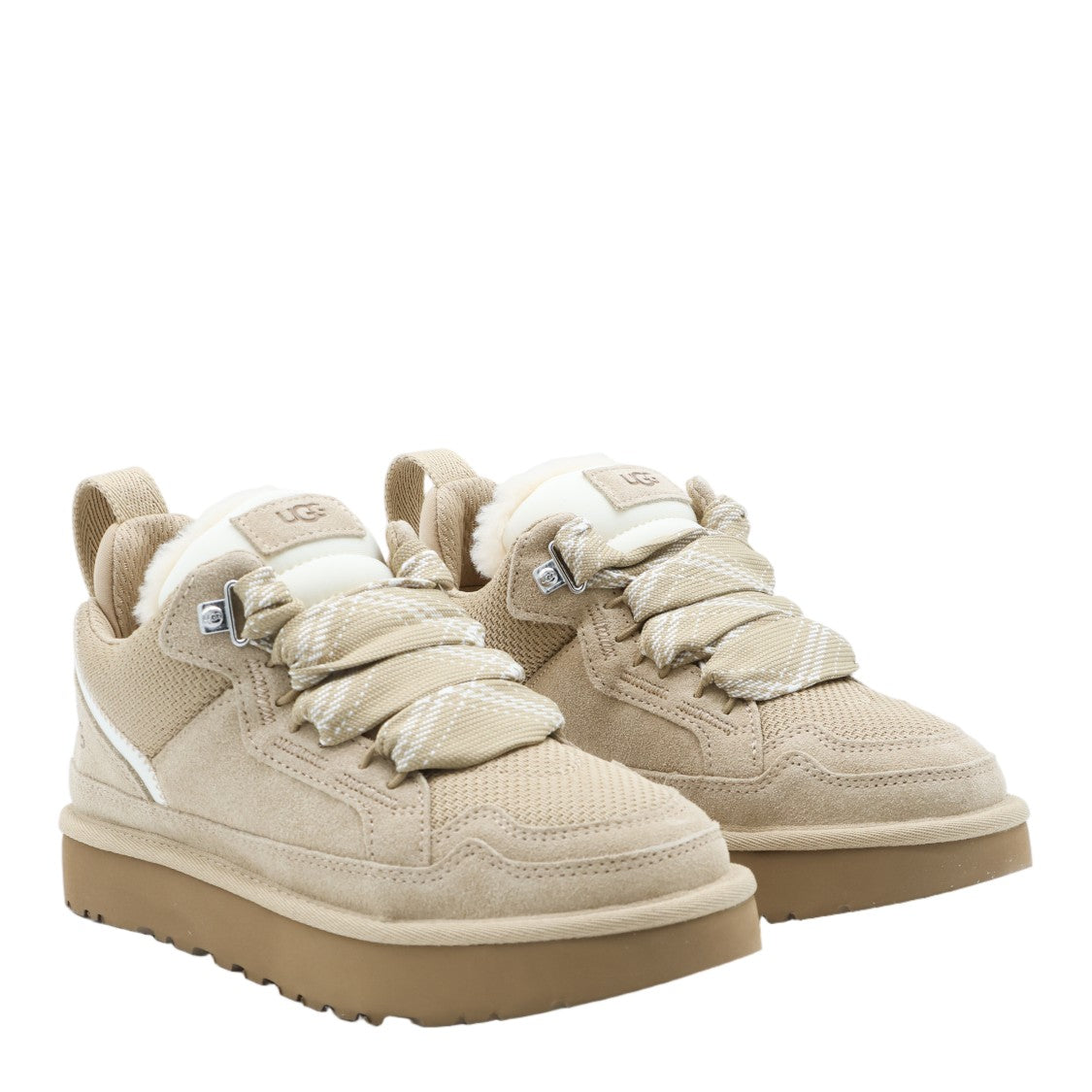 Ugg Beige Suede And Mesh Sneakers With Chunky Sole
