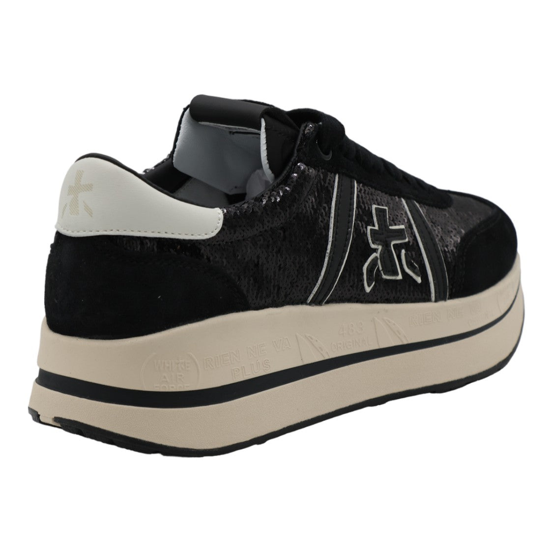 Premiata Black Textured Upper Bold Logo Sneakers