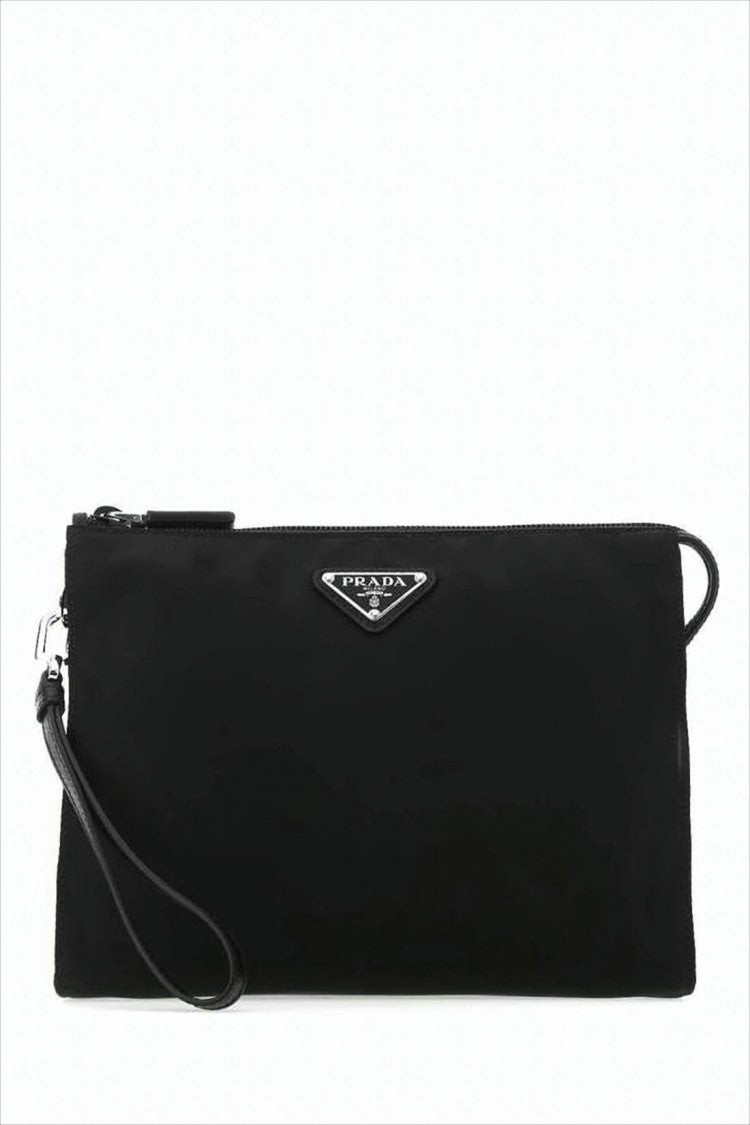 Prada Black Clutch With Detachable Wrist Strap