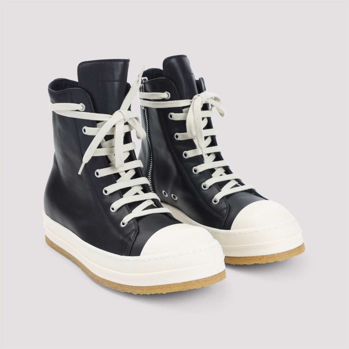Rick Owens Black Leather Creep Sneakers