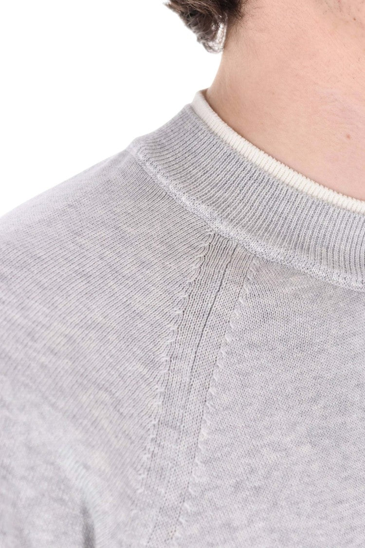 Eleventy Layered-Effect Contrast Trim Crewneck Sweater