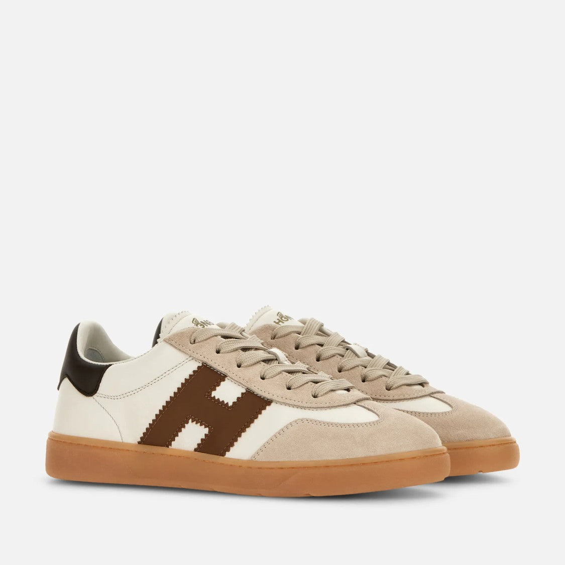 Hogan Modern Ivory And Brown Hogan Cool H Sneakers