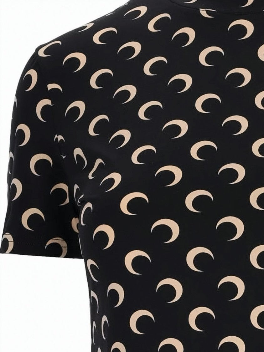 Marine Serre Fitted Short Sleeve Top With Crescent Moon Print