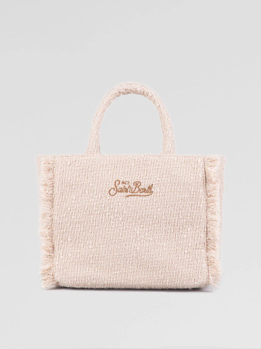 Mc2 Saint Barth Tweed Handbag With Fringed Edges