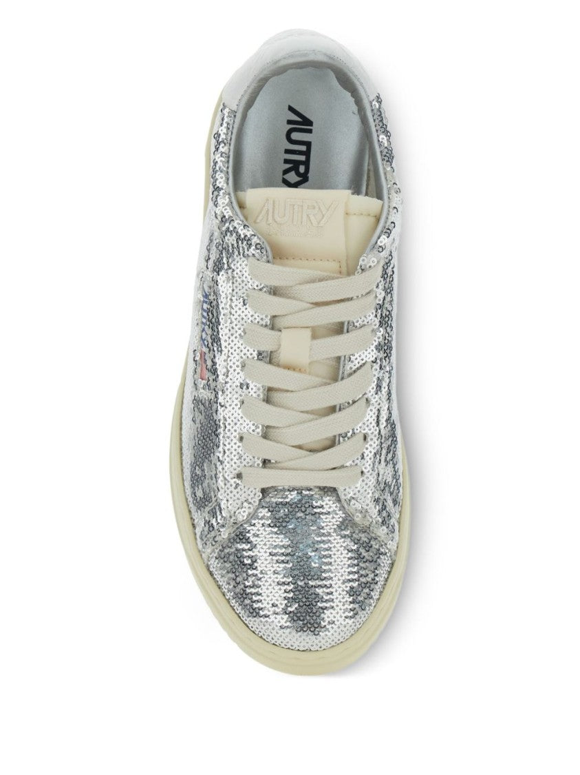 Autry Silver Sequin Flash Sneakers