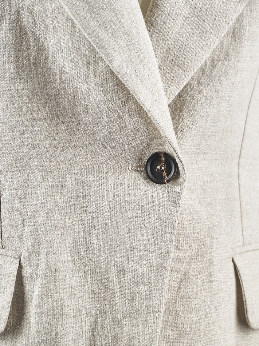 Brunello Cucinelli Tailored Beige Jacket With Classic Lapel