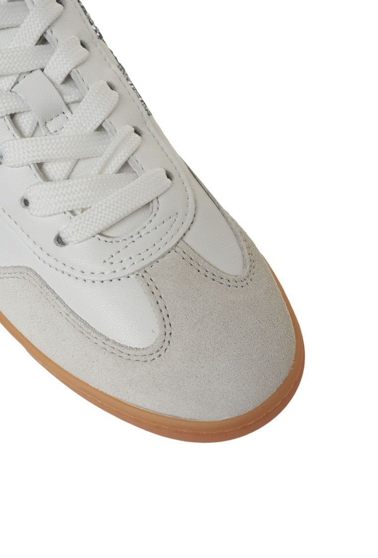 Hogan White Suede Sneakers With Glittery Logo Detail