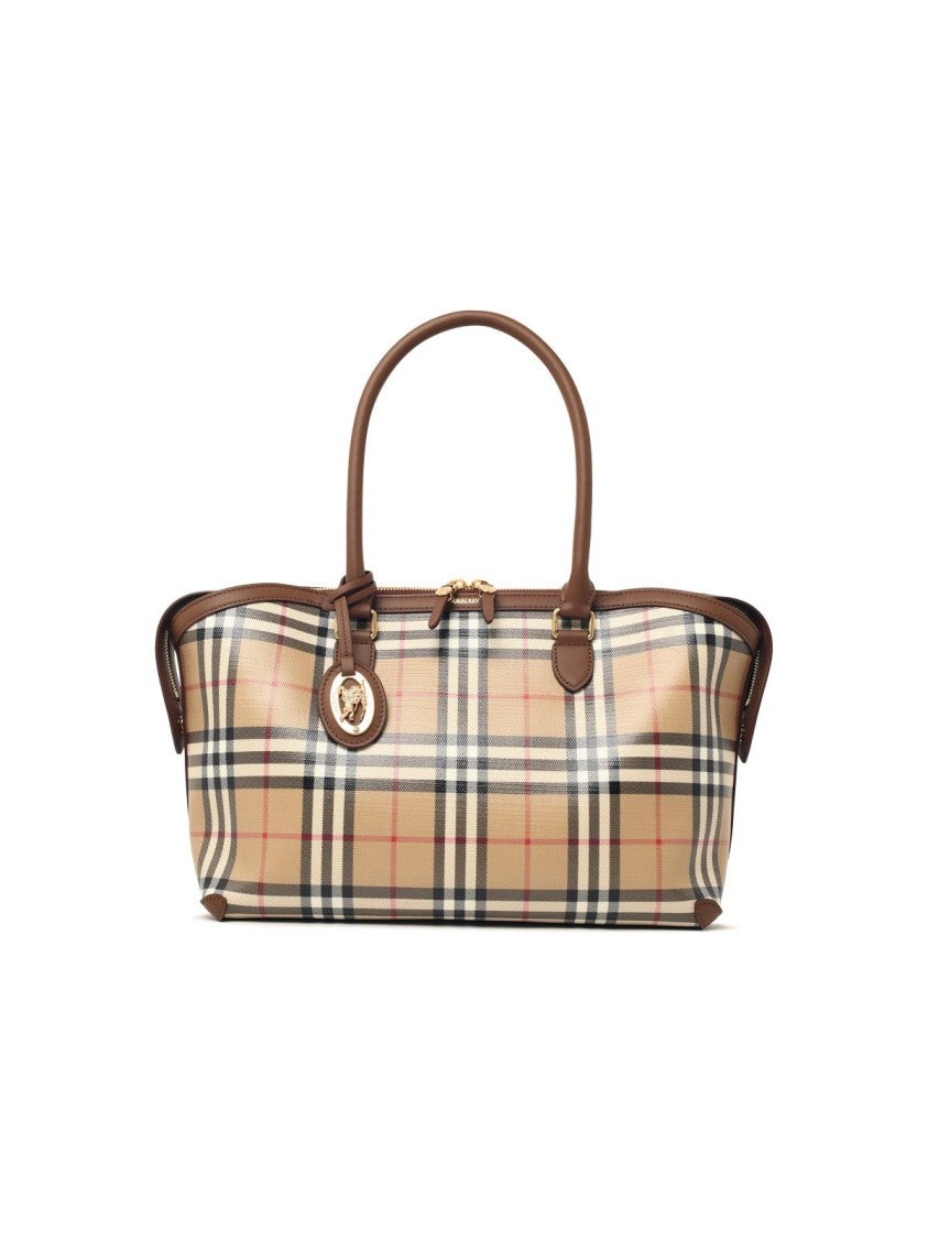 Burberry Small 'Tote Vintage' Beige Cotton Zippered Bag