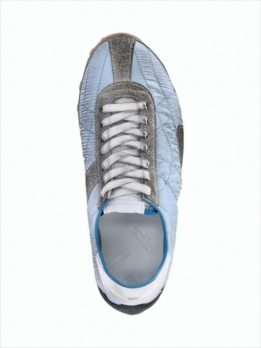 Maison Margiela Quilted Blue Sneakers With Suede Overlays