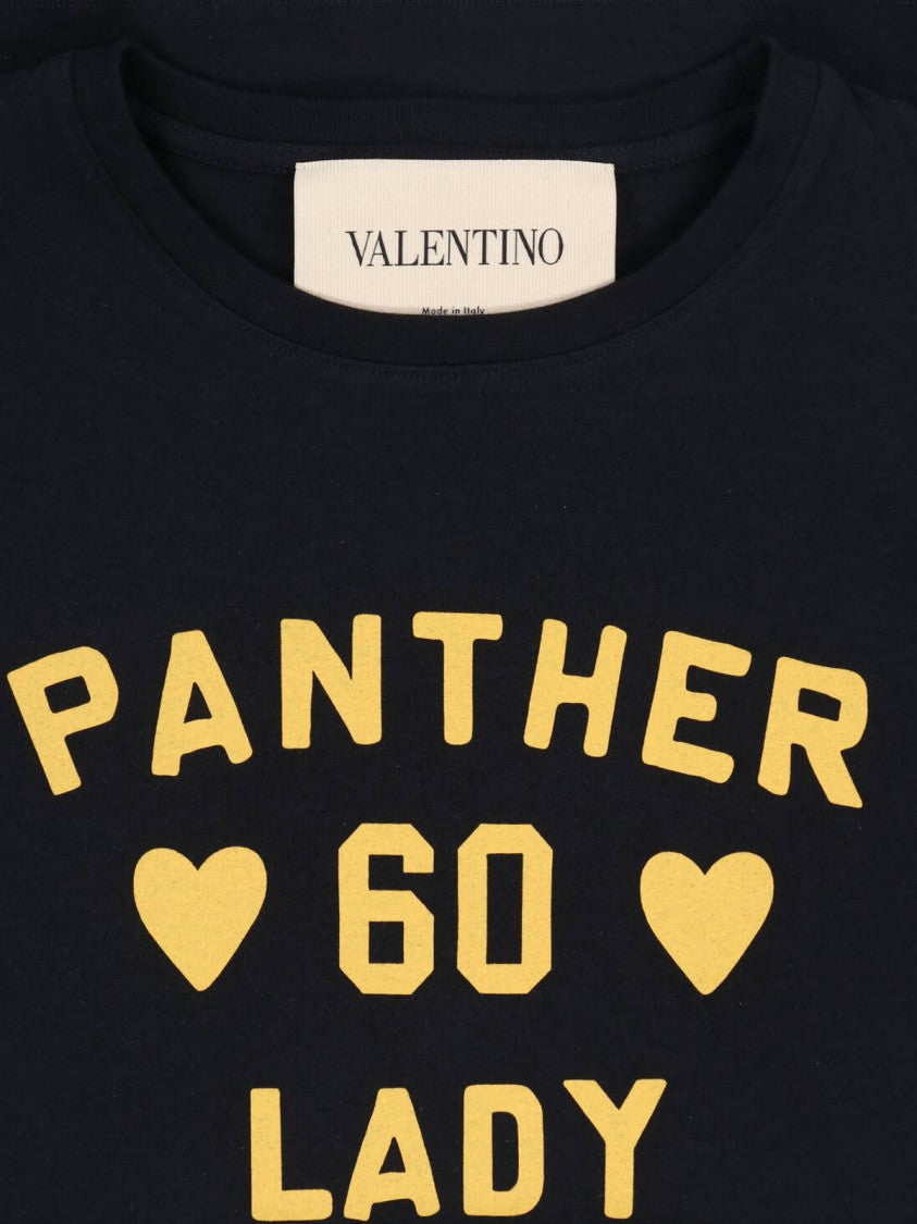 Valentino Short-Sleeved Black T-Shirt With Bold Yellow Print