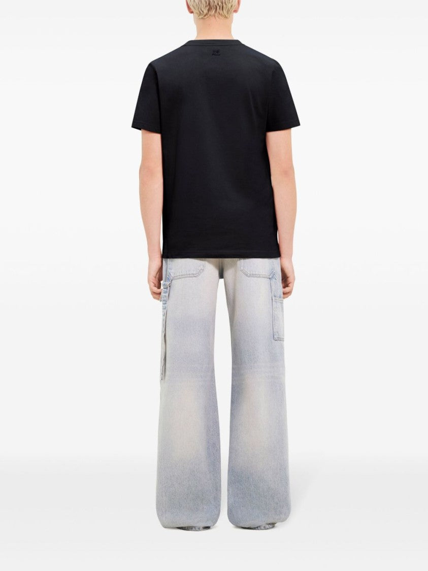 Courrèges Black Silk And Nylon Short T-Shirt