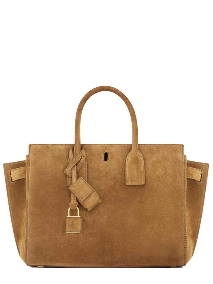 Saint Laurent Structured Small Brown Calf Leather Tote