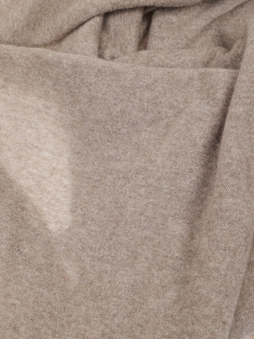 Faliero Sarti Beige Cashmere Stole With Raw-Edge Finish